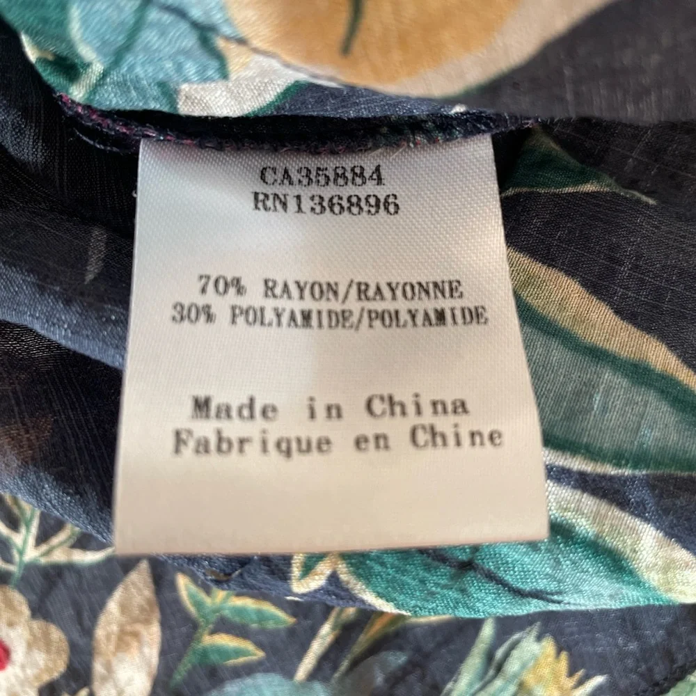 Floral patchwork blouse button down shirt tunic tropical Signals Funsport medium